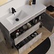 COSYNEO - Meuble de salle de bain 120cm sur pieds avec vasque déportée à gauche - sans miroir - porte et tiroirs - ciment (gris) - LAZARO - vignette