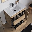 COSYNEO - Meuble de salle de bain 70cm simple vasque sur pieds avec porte et tiroirs - sans miroir - cambrian (chêne clair) - LAZARO - vignette