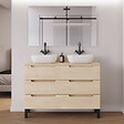 COSYNEO - Meuble de salle de bain 120cm avec plateau et 2 vasques à poser arrondies - 6 tiroirs - roble calima (bois clair) - RIZA - vignette