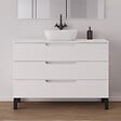 COSYNEO - Meuble de salle de bain 120cm avec plateau et vasque à poser arrondie - 3 tiroirs - sans miroir - blanc mat - RIZA - vignette