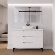 COSYNEO - Meuble de salle de bain 120cm avec plateau et vasque à poser arrondie - 3 tiroirs - sans miroir - blanc mat - RIZA - vignette