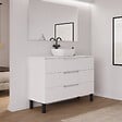 COSYNEO - Meuble de salle de bain 120cm avec plateau et vasque à poser arrondie - 3 tiroirs - sans miroir - blanc mat - RIZA - vignette