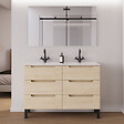 COSYNEO - Meuble de salle de bain 120cm double vasque - 6 tiroirs - roble calima (bois clair) - RIZA - vignette
