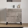 COSYNEO - Meuble de salle de bain 70cm simple vasque sur pieds avec porte et tiroirs - ciment (gris) - LAZARO - vignette