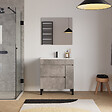 COSYNEO - Meuble de salle de bain 70cm simple vasque sur pieds avec porte et tiroirs - ciment (gris) - LAZARO - vignette