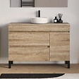 COSYNEO - Meuble de salle de bain 120cm avec plateau et vasque à poser ronde - porte et tiroirs - sans miroir - cambrian (chêne clair) - LAZARO - vignette