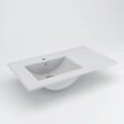 COSYNEO - Meuble de salle de bain 100cm sur pieds avec vasque déportée à gauche - sans miroir - porte et tiroirs - blanc brillant - LAZARO - vignette