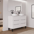 COSYNEO - Meuble de salle de bain 140cm avec plateau et 2 vasques à poser rondes - 6 tiroirs - blanc mat - RIZA - vignette