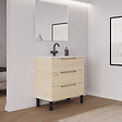 COSYNEO - Meuble de salle de bain 60cm simple vasque - sans miroir - 3 tiroirs - roble calima (bois clair) - RIZA - vignette