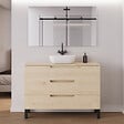 COSYNEO - Meuble de salle de bain 120cm avec plateau et vasque à poser arrondie - 3 tiroirs - roble calima (bois clair) - RIZA - vignette
