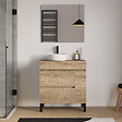 COSYNEO - Meuble de salle de bain 70cm avec plateau et vasque à poser ronde - porte et tiroirs - cambrian (chêne clair) - LAZARO - vignette