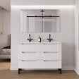 COSYNEO - Meuble de salle de bain 120cm double vasque - 6 tiroirs - sans miroir - blanc mat - RIZA - vignette