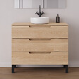 COSYNEO - Meuble de salle de bain 100cm avec plateau et vasque à poser ronde - 3 tiroirs - roble era (chêne clair) - RIZA - vignette