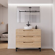 COSYNEO - Meuble de salle de bain 100cm avec plateau et vasque à poser ronde - 3 tiroirs - roble era (chêne clair) - RIZA - vignette