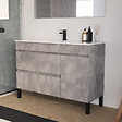 COSYNEO - Meuble de salle de bain 120cm simple vasque sur pieds avec porte et tiroirs - sans miroir - ciment (gris) - LAZARO - vignette