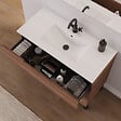 COSYNEO - Meuble de salle de bain 90cm simple vasque - 3 tiroirs - noyer (bois foncé) - RIZA - vignette