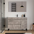 COSYNEO - Meuble de salle de bain 120cm simple vasque sur pieds avec porte et tiroirs - ciment (gris) - LAZARO - vignette