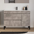 COSYNEO - Meuble de salle de bain 120cm simple vasque sur pieds avec porte et tiroirs - ciment (gris) - LAZARO - vignette
