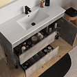 COSYNEO - Meuble de salle de bain 120cm simple vasque sur pieds avec porte et tiroirs - ciment (gris) - LAZARO - vignette