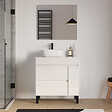 COSYNEO - Meuble de salle de bain 70cm avec plateau et vasque à poser arrondie - porte et tiroirs - blanc brillant - LAZARO - vignette