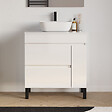 COSYNEO - Meuble de salle de bain 70cm avec plateau et vasque à poser arrondie - porte et tiroirs - blanc brillant - LAZARO - vignette