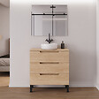 COSYNEO - Meuble de salle de bain 60cm avec plateau et vasque à poser ronde - 3 tiroirs - roble era (chêne clair) - RIZA - vignette