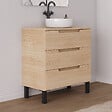 COSYNEO - Meuble de salle de bain 60cm avec plateau et vasque à poser ronde - 3 tiroirs - roble era (chêne clair) - RIZA - vignette