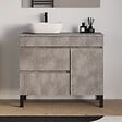 COSYNEO - Meuble de salle de bain 100cm avec plateau et vasque à poser arrondie - porte et tiroirs - ciment (gris) - LAZARO - vignette