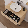COSYNEO - Meuble de salle de bain 80cm avec plateau et vasque à poser arrondie - sans miroir - 3 tiroirs - roble era (chêne clair) - RIZA - vignette