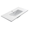 COSYNEO - Meuble de salle de bain 90cm simple vasque sur pieds avec porte et tiroirs - sans miroir - blanc brillant - LAZARO - vignette