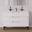 COSYNEO - Meuble de salle de bain 120cm double vasque - 3 tiroirs - sans miroir - blanc mat - RIZA - vignette