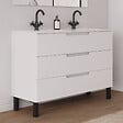 COSYNEO - Meuble de salle de bain 120cm double vasque - 3 tiroirs - sans miroir - blanc mat - RIZA - vignette