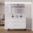 COSYNEO - Meuble de salle de bain 120cm double vasque - 3 tiroirs - sans miroir - blanc mat - RIZA - vignette