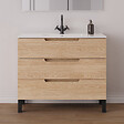 COSYNEO - Meuble de salle de bain 100cm simple vasque - 3 tiroirs - roble era (chêne clair) - RIZA - vignette