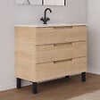COSYNEO - Meuble de salle de bain 100cm simple vasque - 3 tiroirs - roble era (chêne clair) - RIZA - vignette