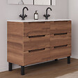 COSYNEO - Meuble de salle de bain 140cm double vasque - 6 tiroirs - noyer (bois foncé) - RIZA - vignette