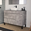 COSYNEO - Meuble de salle de bain 120cm avec plateau et vasque à poser arrondie - porte et tiroirs - sans miroir - ciment (gris) - LAZARO - vignette