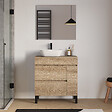 COSYNEO - Meuble de salle de bain 80cm avec plateau et vasque à poser arrondie - porte et tiroirs - cambrian (chêne clair) - LAZARO - vignette