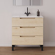 COSYNEO - Meuble de salle de bain 80cm simple vasque - sans miroir - 3 tiroirs - roble calima (bois clair) - RIZA - vignette