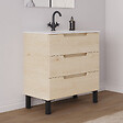 COSYNEO - Meuble de salle de bain 80cm simple vasque - sans miroir - 3 tiroirs - roble calima (bois clair) - RIZA - vignette