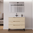 COSYNEO - Meuble de salle de bain 90cm simple vasque - 3 tiroirs - roble calima (bois clair) - RIZA - vignette