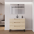 COSYNEO - Meuble de salle de bain 90cm simple vasque - 3 tiroirs - roble calima (bois clair) - RIZA - vignette