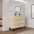 COSYNEO - Meuble de salle de bain 90cm simple vasque - 3 tiroirs - roble calima (bois clair) - RIZA - vignette