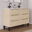 COSYNEO - Meuble de salle de bain 120cm double vasque - 6 tiroirs - sans miroir - roble calima (bois clair) - RIZA - vignette