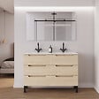 COSYNEO - Meuble de salle de bain 120cm double vasque - 6 tiroirs - sans miroir - roble calima (bois clair) - RIZA - vignette