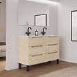 COSYNEO - Meuble de salle de bain 120cm double vasque - 6 tiroirs - sans miroir - roble calima (bois clair) - RIZA - vignette