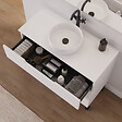 COSYNEO - Meuble de salle de bain 90cm avec plateau et vasque à poser ronde - 3 tiroirs - blanc mat - RIZA - vignette