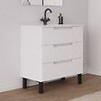 COSYNEO - Meuble de salle de bain 70cm simple vasque - sans miroir - 3 tiroirs - blanc mat - RIZA - vignette