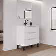 COSYNEO - Meuble de salle de bain 70cm simple vasque - sans miroir - 3 tiroirs - blanc mat - RIZA - vignette