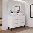 COSYNEO - Meuble de salle de bain 140cm avec plateau et 2 vasques à poser arrondies - 6 tiroirs - blanc mat - RIZA - vignette